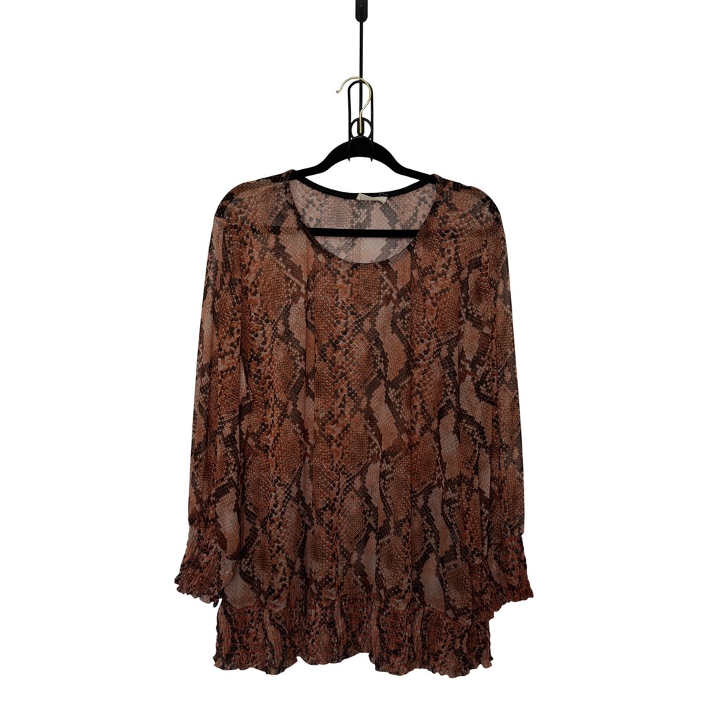 Realize 3X Animal Print  Ruffle Smocked Tunic Top Whimsigoth Indie Sleaze